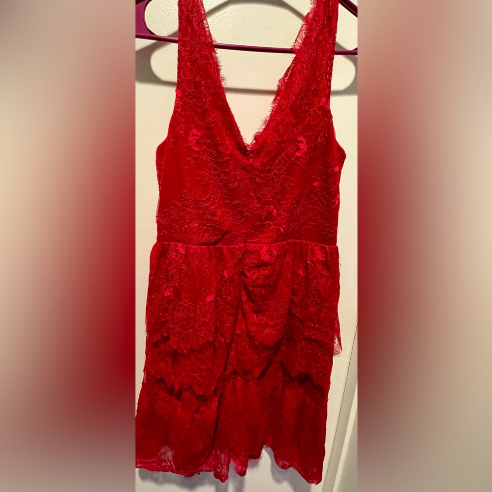 Annabella Red Layered Lace Party Dress M